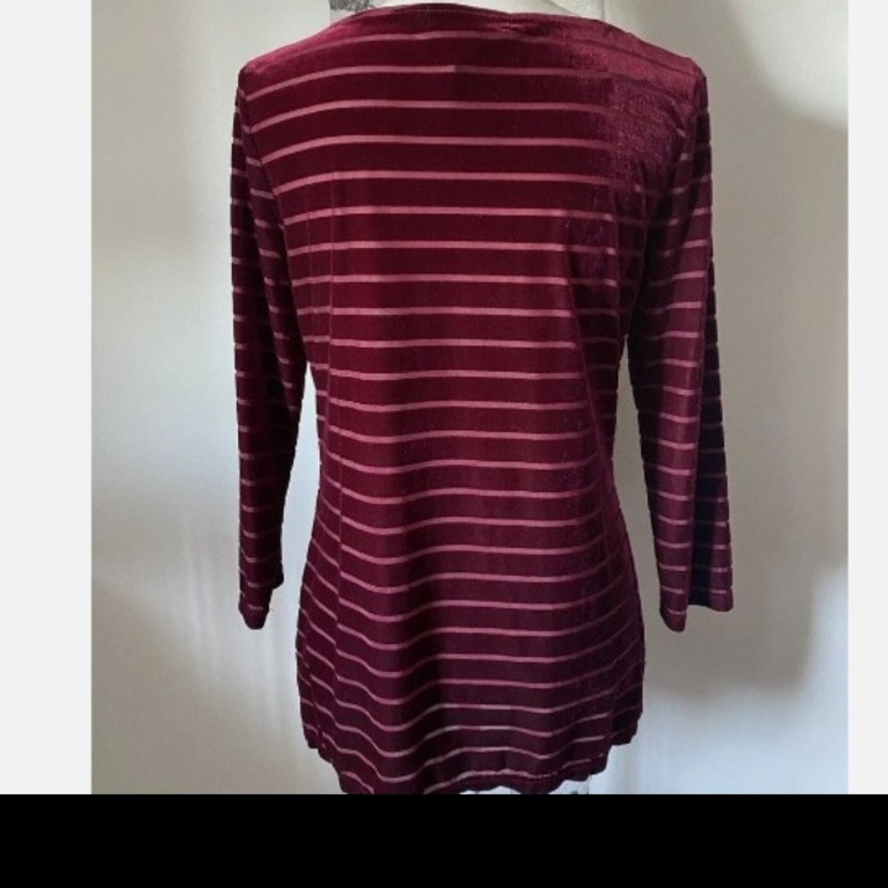 Ralph Lauren Maroon Striped Long Sleeve Top - Picture 3 of 4